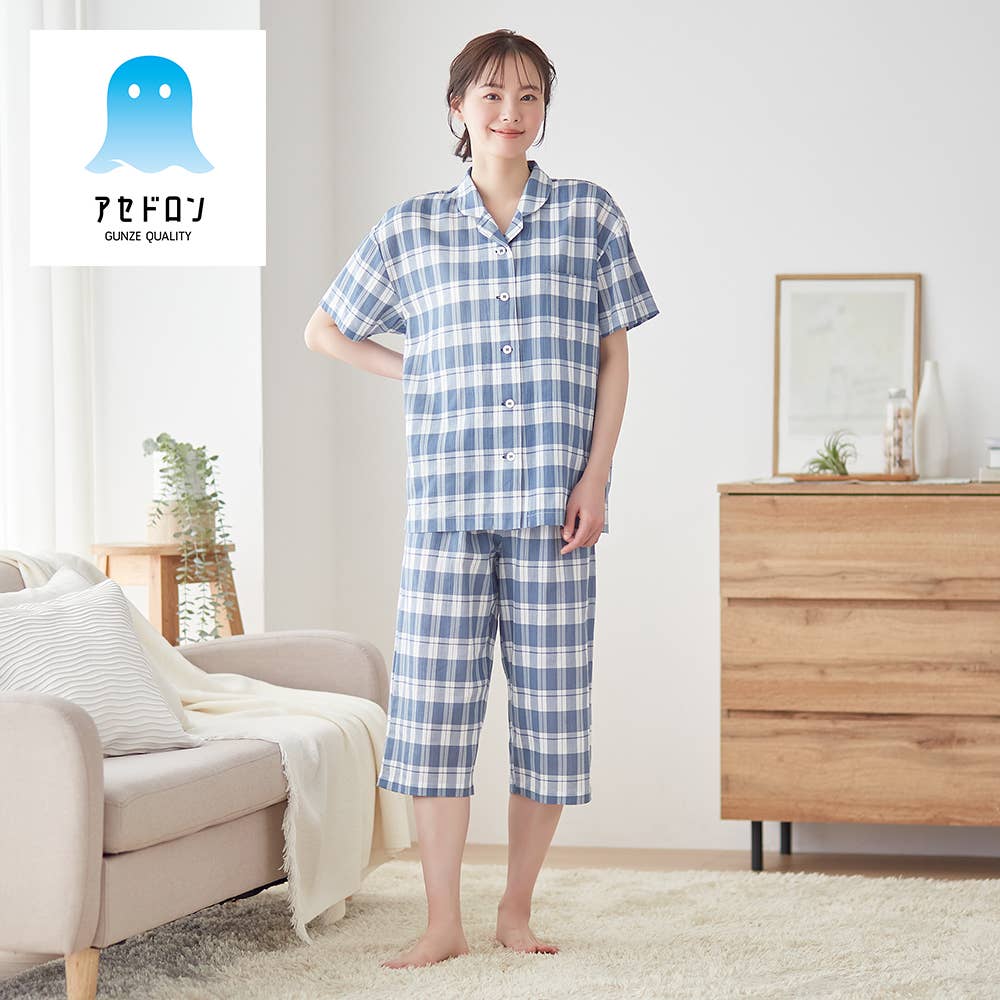 【アセドロン】 改質レーヨン パジャマ 半袖7分丈パンツ